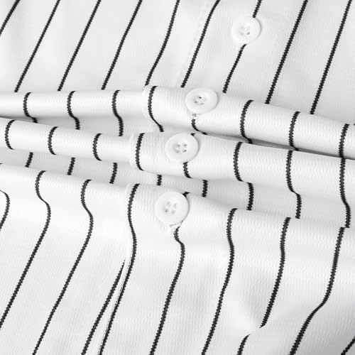 Camiseta de Béisbol Negra con Rayas Blancas, Botones y Manga Corta para Deportes y Uso Casual miniatura 7