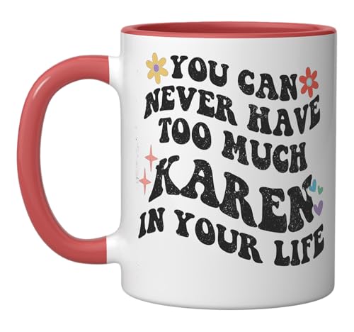 Taza de cerámica Retro Groovy Karen rojo/blanco miniatura 1
