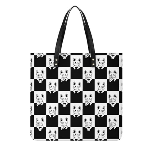 Tote bag bouledogue noir blanc idéal pour vos voyages - Sac à main épaule pratique