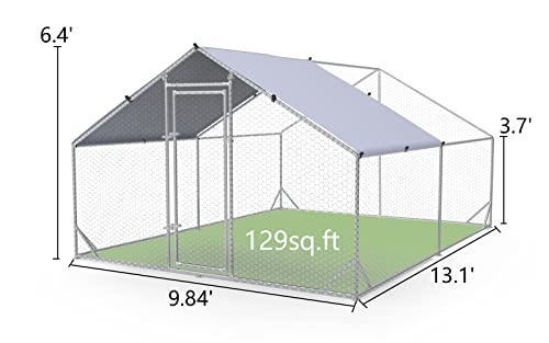 Large Metal Chicken Coop Run Pen Walk-In Chicken Coops Poultry Cage For Chickens Poultry Cage Rabbits Habitat Outdoor Chicken Coop With Waterproof Cover For Backyard Farm, Spire 9.84’Wx 13.1’L X 6.4’H #TOP6