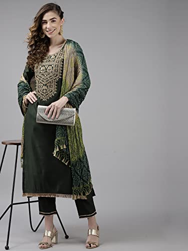 Image of INDO ERA Women Viscose Green Kurta Set