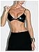 SweatyRocks Women's Faux Leather Deep V Neck Wireless Bra Triangle Bralette Rave Crop Tops Black Small