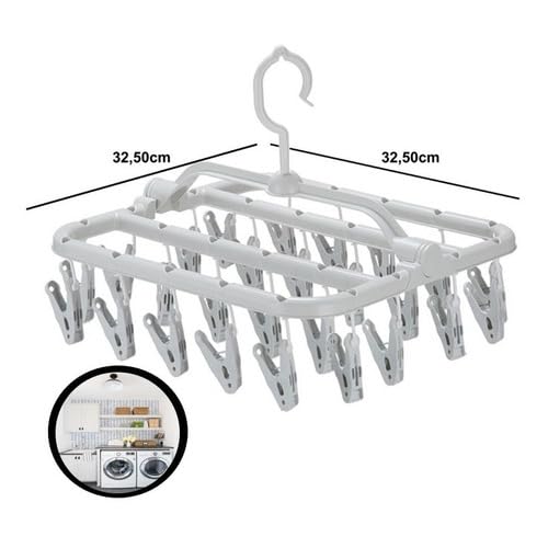 Varal De Roupa Íntima 26 Prendedores - Calcinha, Meia, Cueca SELLNEEDS (BRANCO)