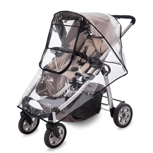 Regenschutz für Kinderwagen, Regenverdeck Kinderwagen & Sportwagen mit Fenster und Doppel Reißverschluss zum Öffnen - schadstofffrei, Gute Luftzirkulation, Schutz vor Schmutz