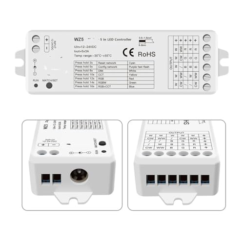 Contrôleur LED intelligent WZ5 RGBW RGBCW DC 12V 24V avec télécommande RT2 - 3