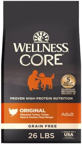 Wellness CORE Adult Dry Dog Food, Grain Free Kibble, Natural, Hig...