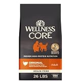 Wellness CORE Adult Dry Dog Food, Grain Free Kibble, Natural, High Protein, Turkey and Chicken Recipe, 26 lb Bag