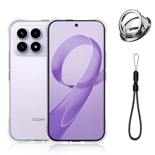 Oshmirian TPU Clear Case with Wrist Strap and Magnetic Ring Kickstand