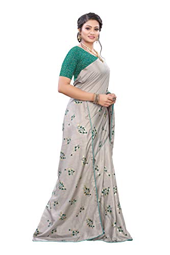 Image of AKHILAM Silk Blend Women's Floral Brocade Saree With Unstitched Boluse Piece(Srdh37 Parent)