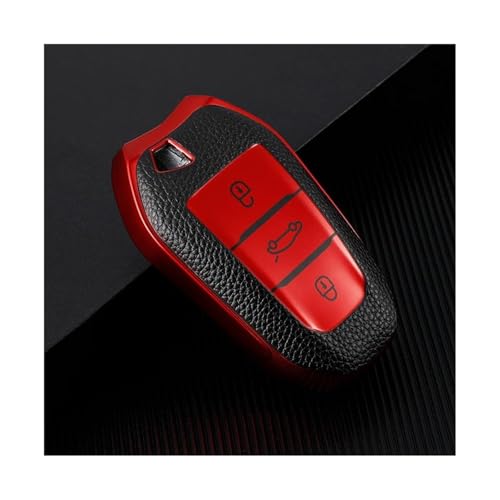 Étui de clé Peugeot antichoc en cuir rouge résistant pour 308 407 5008