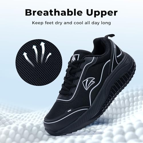 Image of MAFEKE Womens Wide Toe Box Walking Shoes Arch Support Orthotic Sneakers Wide Width Tennis Shoes for Plantar Fasciitis Bunions US 6.5-11
