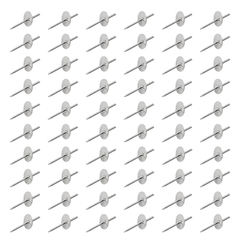 Image of 60pcs 20lbs Silver Metal Picture Hanging Kit - Nail Down Fasteners for Drywall, Concrete, Brick
