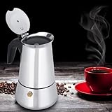 Mokkakanne, Kaffeekanne Edelstahl Zeitsparend Robust und langlebig Einfache Bedienung mit exquisiter Handwerkskunst für Camping zum Brühen von Kaffee für die Küche(200 ml)