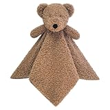 Doindute Baby Dark Brown Teddy Bear Soft Stuffed Animal Security Blanket, Plush Bear Character Lovey Blanket, Baby Shower/Nursery Gift, Newborn Infant Toddler Snuggle Blankie for Boys Girls, 14 Inches