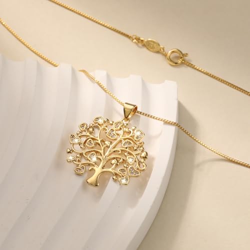 LOMISS PINGENTE FEMININOS COLAR FOLHEADO A OURO 18K ARVORE DA VIDA ZIRCÔNIA