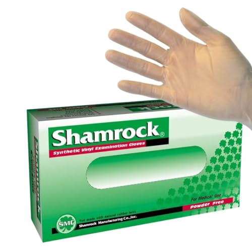 Shamrock Vinyl Medical Clear Disposable Gloves - 4 mil, Powder-Free, Thin, Large, 20213