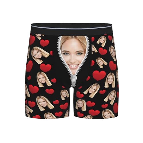 Xenorith Personalisierte Boxershorts Mit Gesicht Foto lustige Unterhosen Personalisiert Unterhose Funny Underwear Men Personalisierte Geschenke f&uuml;r Partner Mann Freund Boyfriend Gift S-XXL