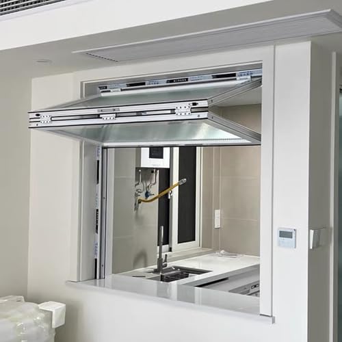 Ventana de Guillotina Doble Flotante, Ventana de concesión con Marco de Aluminio y Metal, Ventana de Servicio Tipo Enrollable, Personalizable, para cafetería(White-H*W,20x19in/51x48cm)
