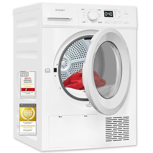 Exquisit TWP1001-030D - Secador con bomba de calor, 10 kg, 16 programas, protección contra arrugas, LED, carga frontal, color blanco