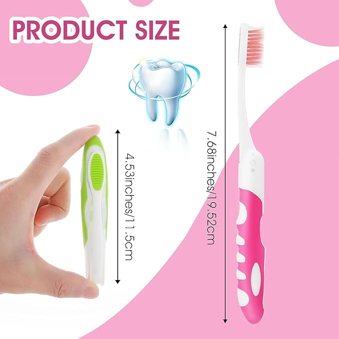 Xeerabdi Foldable Travel Toothbrush–Compact & Lightweight with Hygienic Case–Perfect for Business Trips,Travel Kits and Camping–Soft Bristles,BPA-Free (Pack of 2)