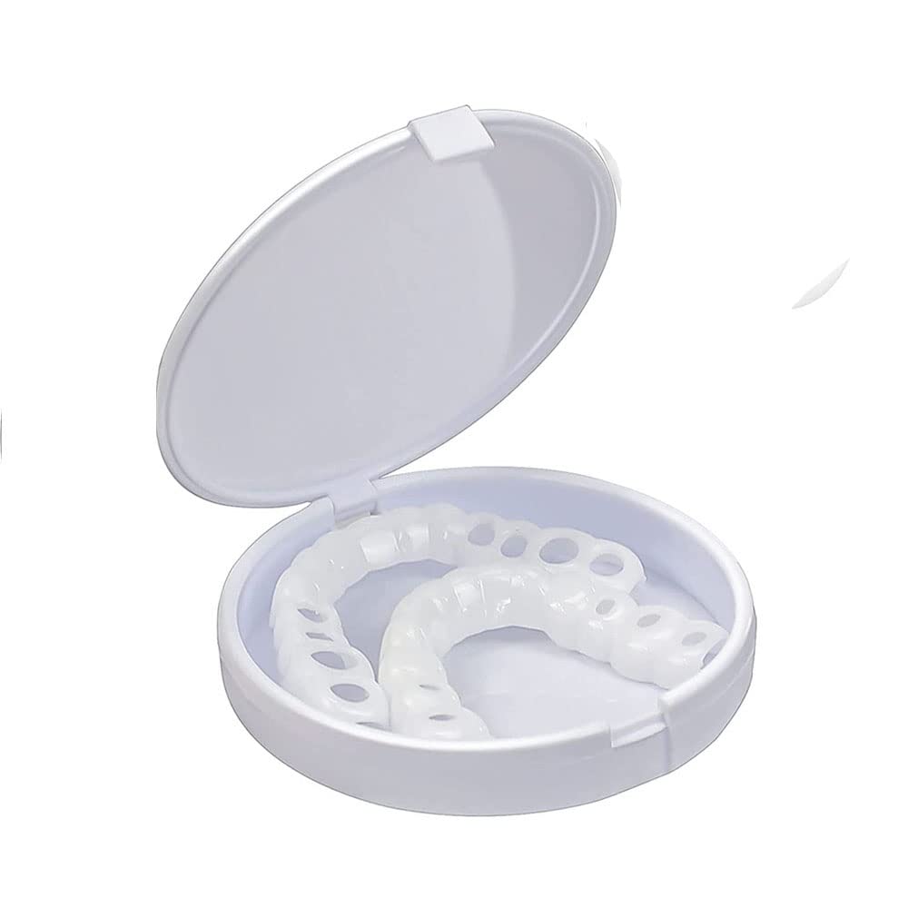 Hugewth(2PCS) Hugewth Fake Teeth snap on veneers Dentures Teeth for Upper and Lower Jaw, Nature and Comfortable, Protect Your Teeth and Regain Confident Smile