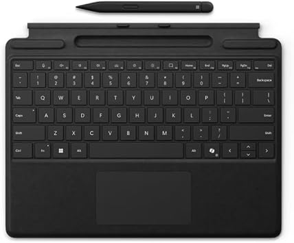 Microsoft Surface Pro Keyboard with Pen Storage and Slim Pen 2, for Surface Pro 11, 9 and 8, Instant Copilot, 4,096 Pressure Levels, Zero Force Inking, Alcantara Material, Magnetic, Black