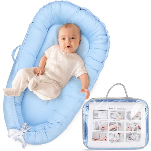 Image of Baby Lounger - Breathable & Soft Baby Lounger for Newborn 0-24 Months, Soft Portable Baby Lounger Pillow, Newborn Babies Essentials, Snuggle Lounger Me