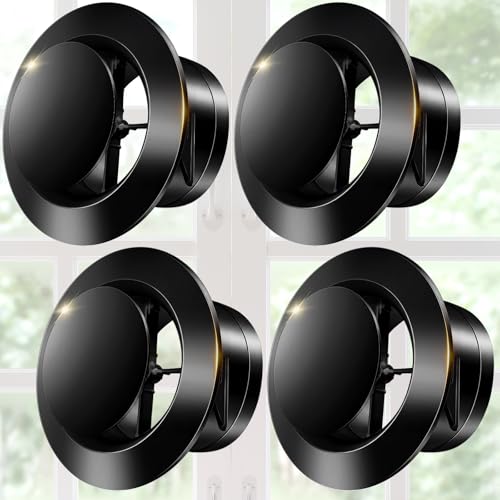 Baquler 4 Pcs 4 Inch Soffit Vent, Adjustable Round Air Vent Cover, Black by Baquler - Used condition - US$17.01