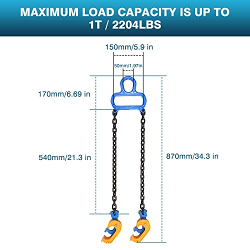 Ironwalls Chain Drum Lifter With 1T/ 2204Lbs Capacity, Upgraded Lifting Chain Sling With Self-Lock Hook Lifting Clamp For 30 & 55 Gallon Metal/Plastic Drum Barrel, Fits For Crane, Forklift #TOP1