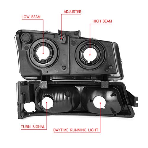 Dna Motoring Hl-Oh-Cs03-4P-Sm-Am Smoke Lens Amber Headlights Compatible With 2003-2006 Chevy Silverado/Avalanche #TOP2