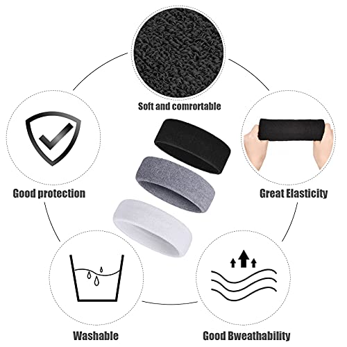Image of Bememo 12 Pcs Sweatbands Sport Headbands for Men & Women Basketball Headband Sport Competitions Sweat Headbands Running Terry Cloth Moisture Wicking for Yoga,Tennis,Gym,Exercise