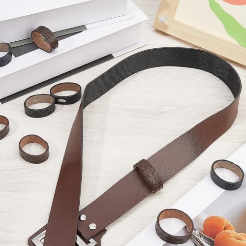 GORGECRAFT 12Pcs 2 Colors Cowhide Belt Loop Keeper Leather Belt End Holder Retainer Tool Belt Band Replacement Fit for 1.38inch/35mm Wide Men Women Belt Straps Accessories Black Brown4