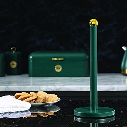 Daewoo Emerald Collection Paper Towel Holder Freestanding Kitchen Roll Dispenser Green and Gold SIZE: 15 x 15 x 34CM