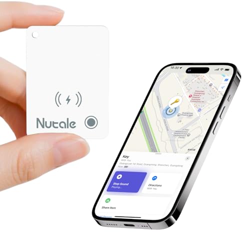 Nutale Apple MFi Certified Wallet Tracker-Small Smart Tracking Card for Apple Find My(iOS Only), Magnetic Rechargeable iPhone Card, IP68 Waterproof,Item Tracker Card for Key,Wallet,Bag (1-White)