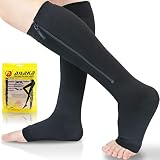 Ailaka Medical Zipper Kompressions-Wadensocken 20-30 mmHg für Frauen und Männer, kniehohe, offene Zehen, feste Unterstützung abgestufte Krampfadern Strumpfwaren für Ödeme, Schwellungen