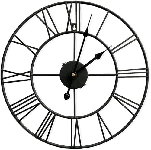 Uzman Lautlose Vintage Wanduhr aus schwarzem Metall – 40 cm groß –...