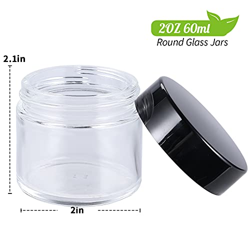 2oz Jars with Lids, HOA Kinh 30 Pack Clear Glass Jars Empty Cosmetic Containers Round Airtight Glass Jar with Inner Liners and black Lids for Storing Lotions, Powders, and Ointments3