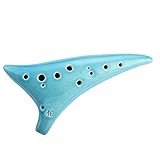 „Rhythm of Wind“ Keramik-Okarina, 12 Loch, Sweet Potato Flöte in Alto C, schönes Design Cyan Ice Crack