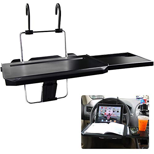 CPROSP Car Steering Wheel Seat Tray Desk Foldable Portable with Mouse Drawer for Eating Writing Working in Car, with Notebook Groove/Drink Cup Groove by CPROSP - Used condition - US$23.00