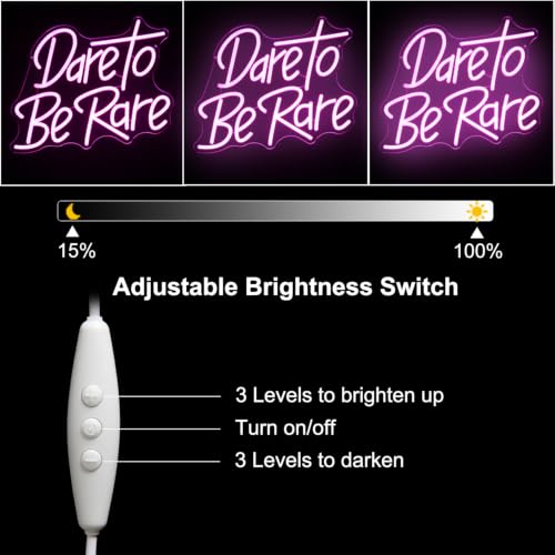 Image of Dare To Be Rare Neon LED Sign Pink Letter Light for Bedroom Decor Girl Gift