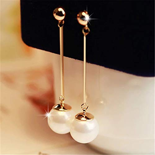 Big Simulated Pearl Long Tassel Drop Earrings For Women Double Sided Front Back Cross Imitation Pearl Dangle Earrings #TOP5
