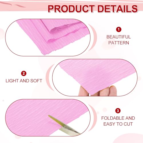 Image of MECCANIXITY Crepe Paper Roll 8.2ft Long 4 Inch Wide for Wedding Ceremony Various Large Festivals Decoration, Deep Pink
