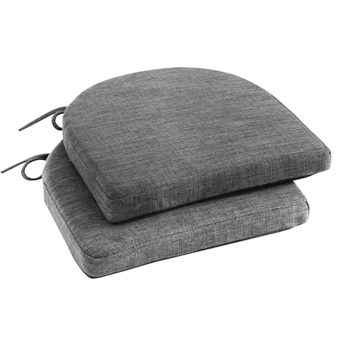 Image of IPYNBAP Chair Cushions for Dining Chairs, Kitchen Chair Cushions, 16'' x 16'' x 2'', Non Slip Indoor Seat Cushions, Chair Pads for Dining Chairs with Ties & Removable Cover, Set of 2, Dark Grey