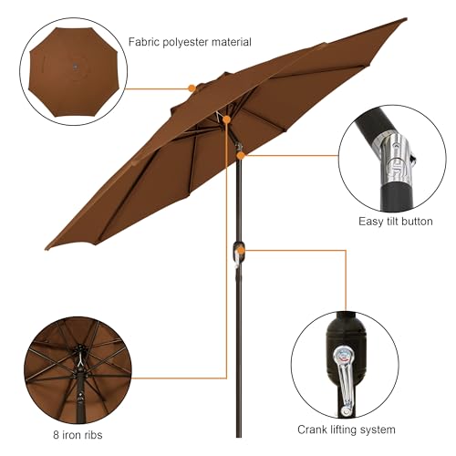 blissun 939 outdoor patio umbrella outdoor table umbrella yard umbrella market umbrella with 8 sturdy ribs push button tilt and crank