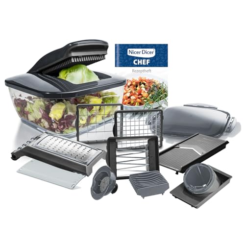 Catálogo de Nicer dicer quick que Puedes Comprar On-line. 47 Nicer Dicer Chef - Cortador de verduras (15 piezas, cortador de cebolla, ensalada, cortador de patatas fritas, cortador ondulado, multipicadora para frutas, verduras, utensilios de...
