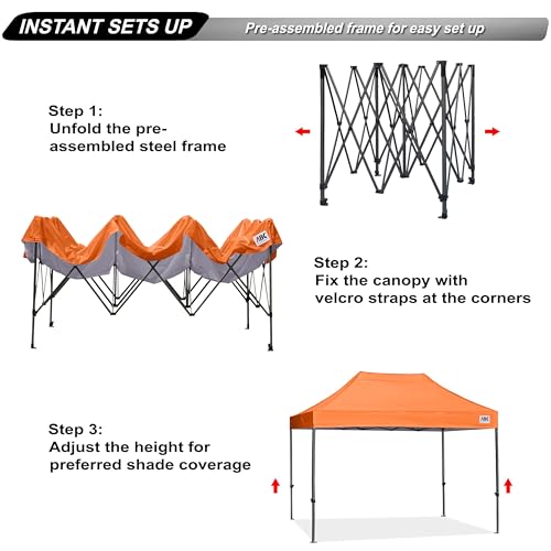 Image of ABCCANOPY Patio Pop Up Canopy Tent 10x15 Commercial-Series (Orange)