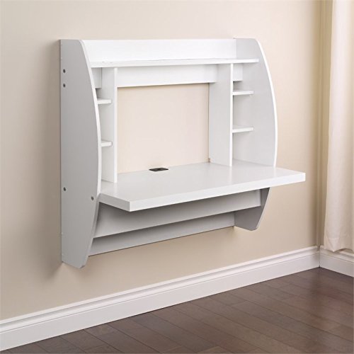 Prepac Floating Desk With Storage, White #TOP1