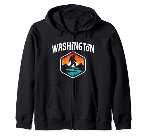 Washington Vintage Bigfoot Outdoor & State Pride Nature Sudadera con Capucha