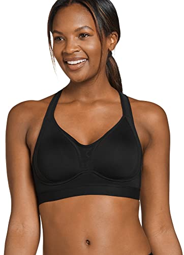 Jockey Women's Bra Forever Fit Mid Impact Molded Cup Active Bra, Black, 2XL