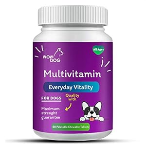 WOW DOG Multivitamin Tablet Dog Supplement 120 Pieces for Dogs with Essential Vitamins & Minerals for Healthy Skin, Heart, Brain Function | Chicken Flavour